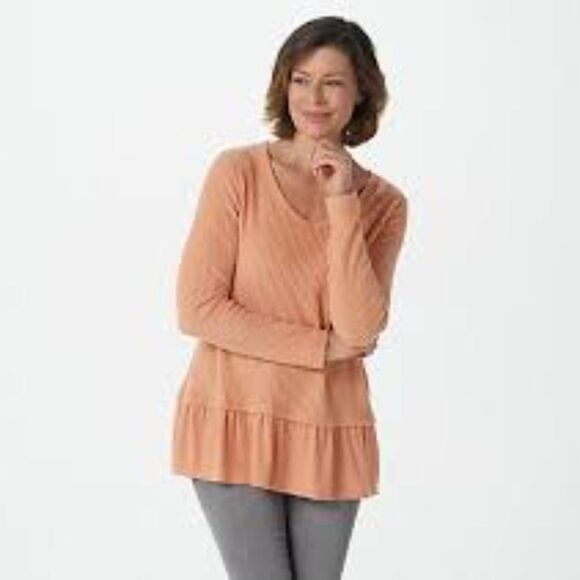 Koolaburra By Ugg Women's Grey Flecked Waffle Knit V-Sweater Top Causal Large - Picture 2 of 13